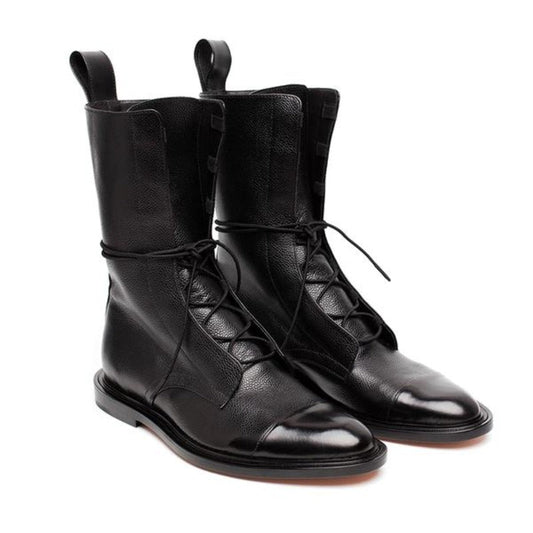 Variant image for Bottes Hiver Femme Élégantes en Cuir Noir de Haute Qualité-1