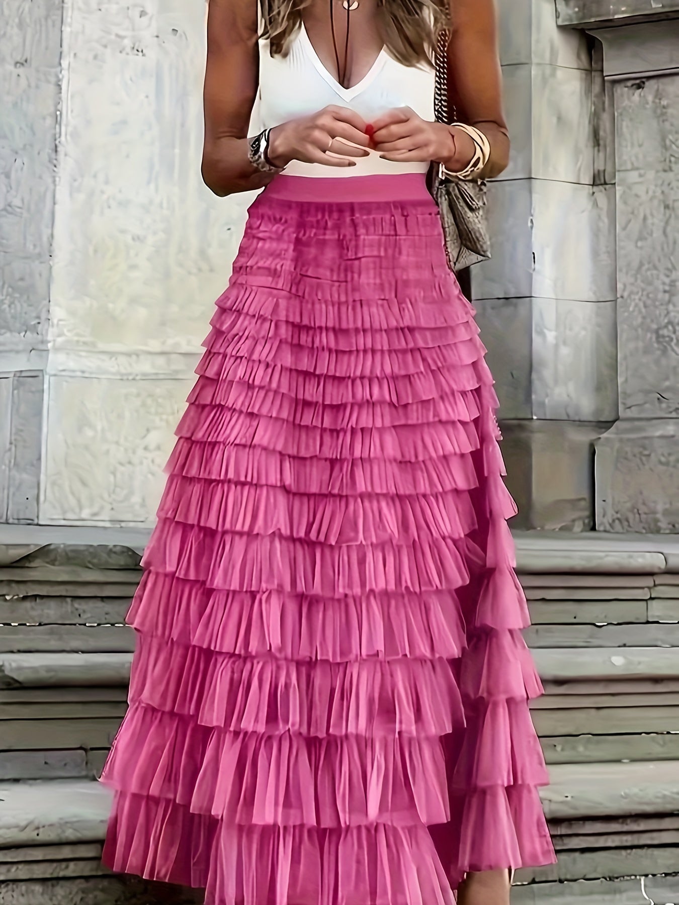 Variant image for Jupe Longue Femme Élégante en Polyester Léger - Coupe Fluide et Confort Optimal-5