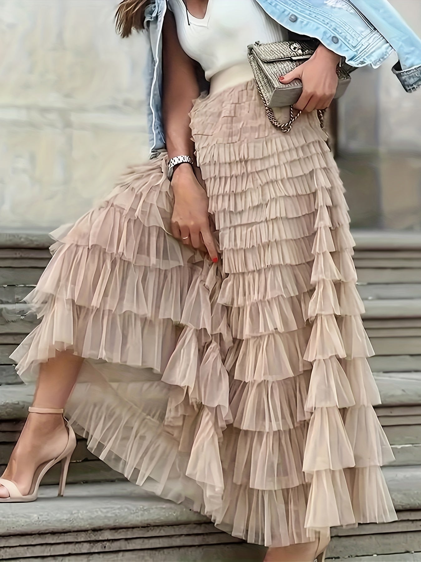 Jupe Longue Femme Élégante en Polyester Léger - Coupe Fluide et Confort Optimal