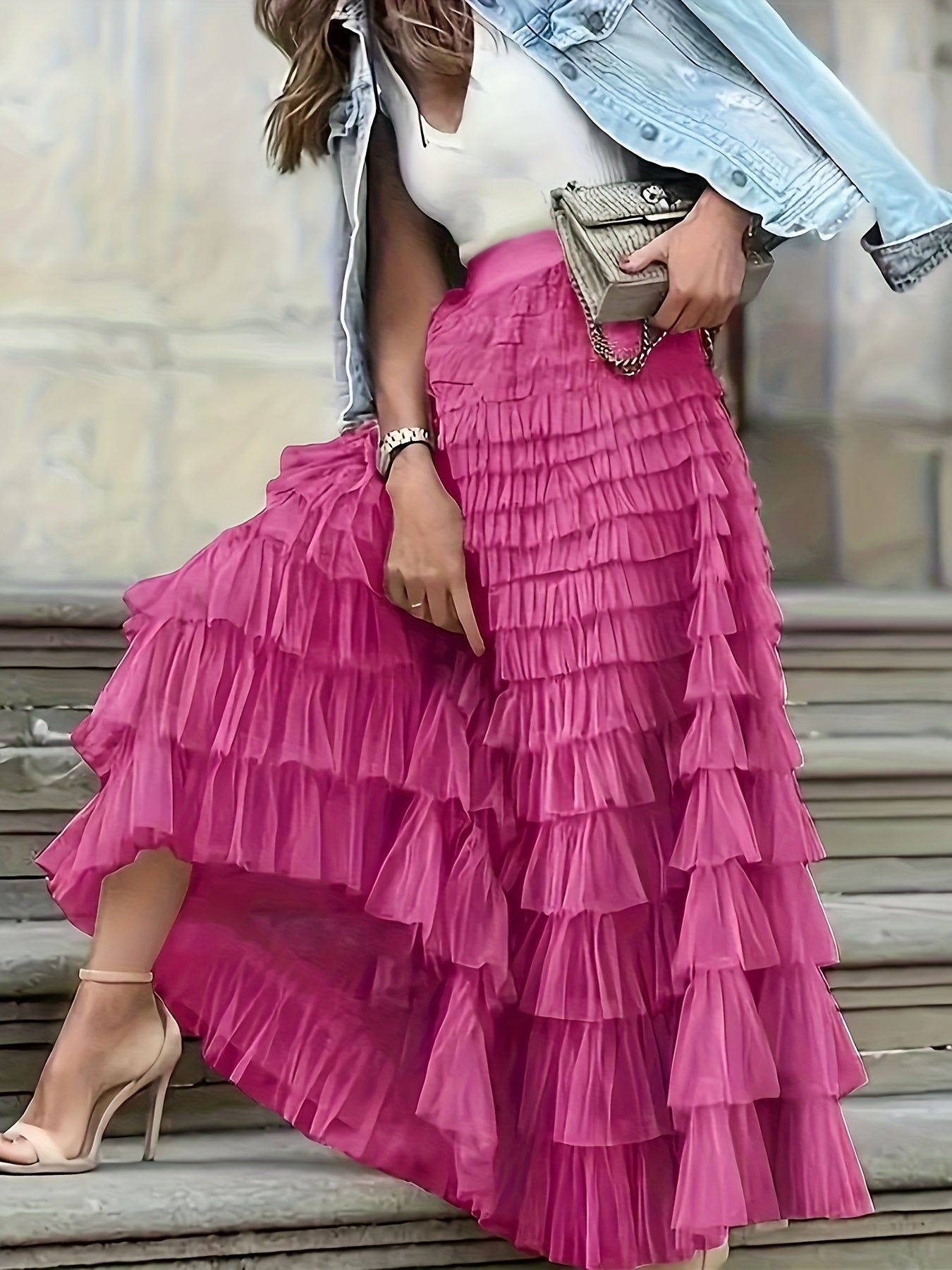 Jupe Longue Femme Élégante en Polyester Léger - Coupe Fluide et Confort Optimal