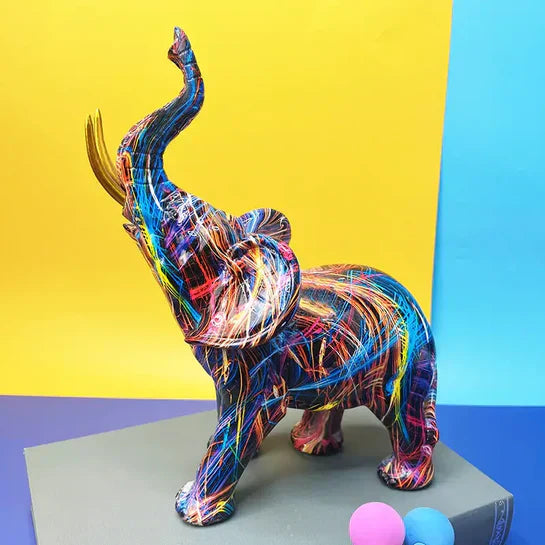 Sculpture d'éléphant colorée | Décoration d'art abstrait