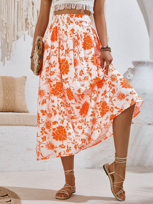 Variant image for Jupe Longue Femme Imprimé Floral Été Tissu Léger Taille S à XL-9
