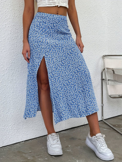 Jupe Longue Femme Imprimé Floral Chic en Polyester Multicolore