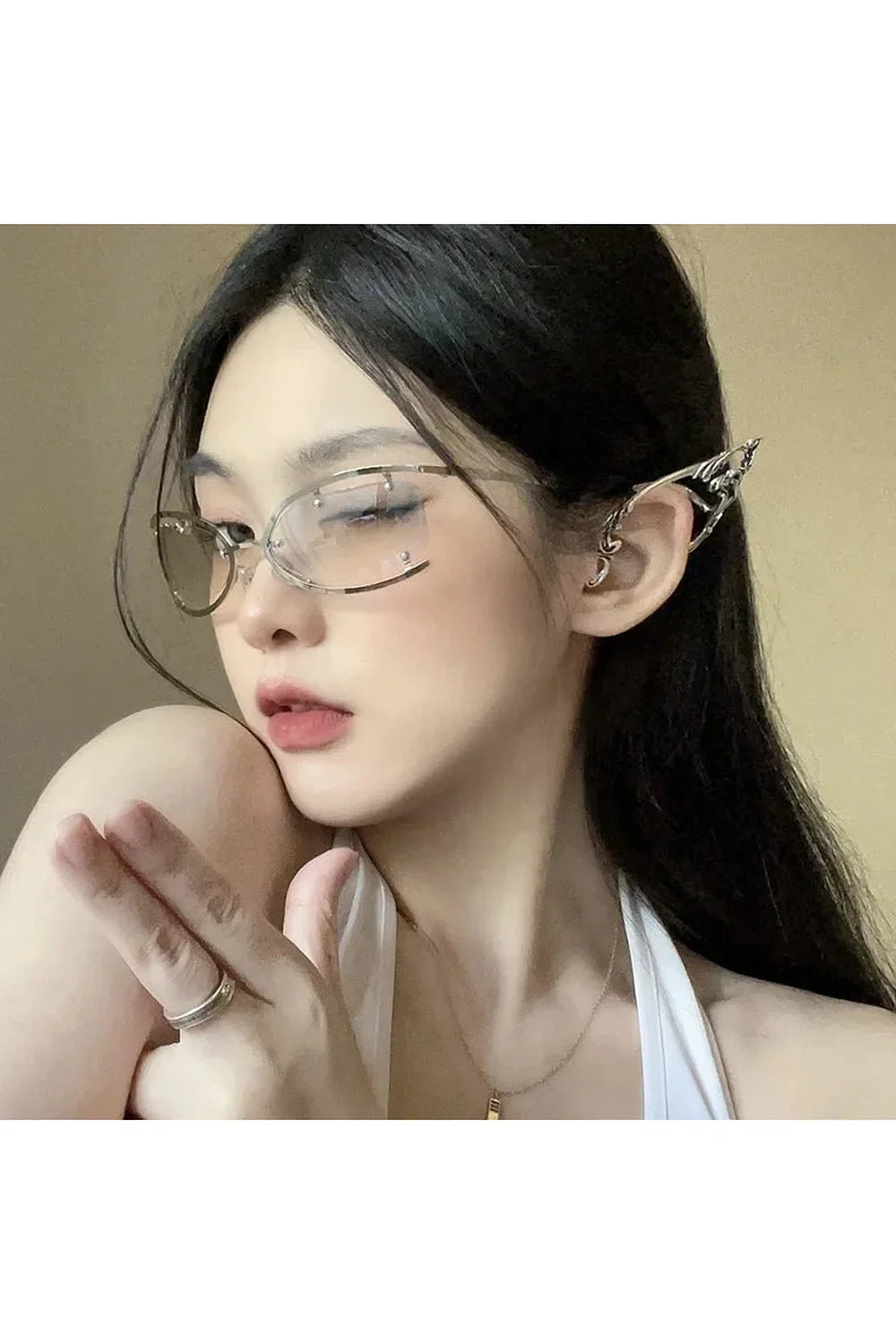 Lunettes de soleil futuristes œil de chat en métal