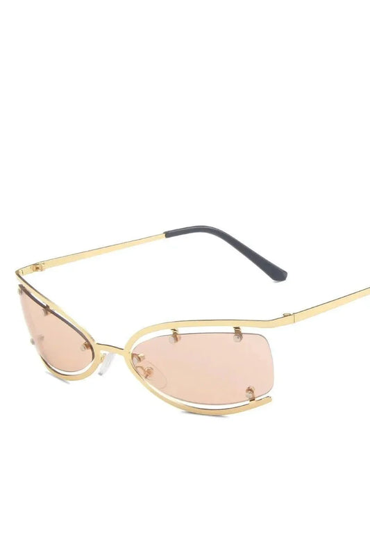 Lunettes de soleil futuristes œil de chat en métal