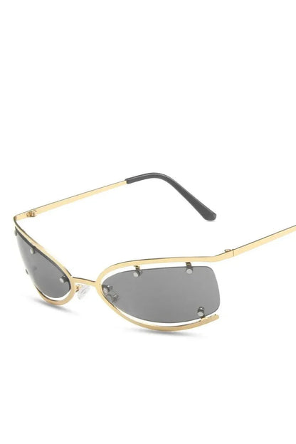 Lunettes de soleil futuristes œil de chat en métal