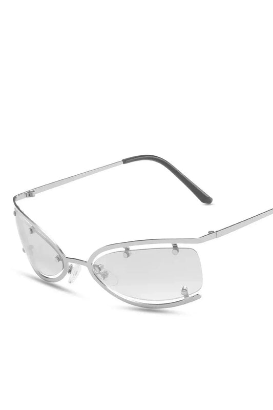 Lunettes de soleil futuristes œil de chat en métal
