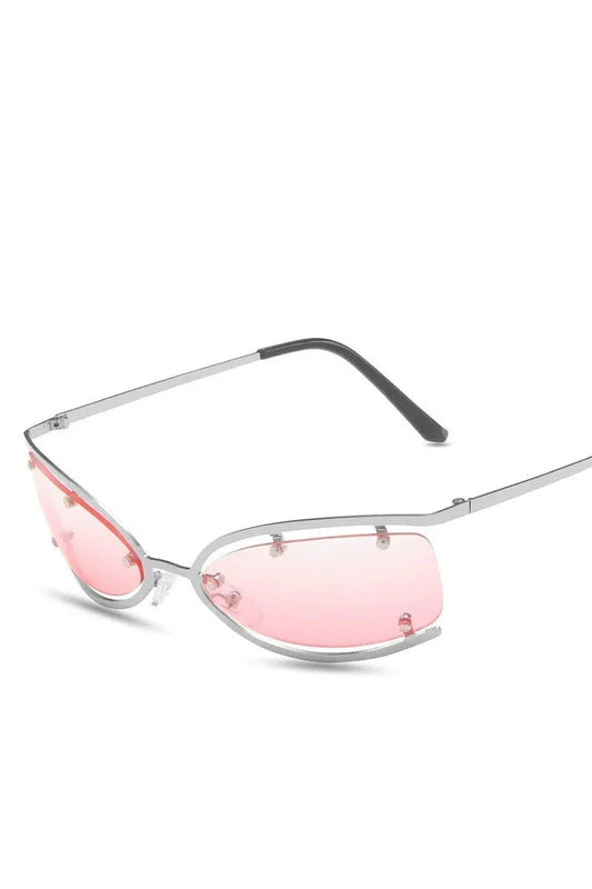 Lunettes de soleil futuristes œil de chat en métal
