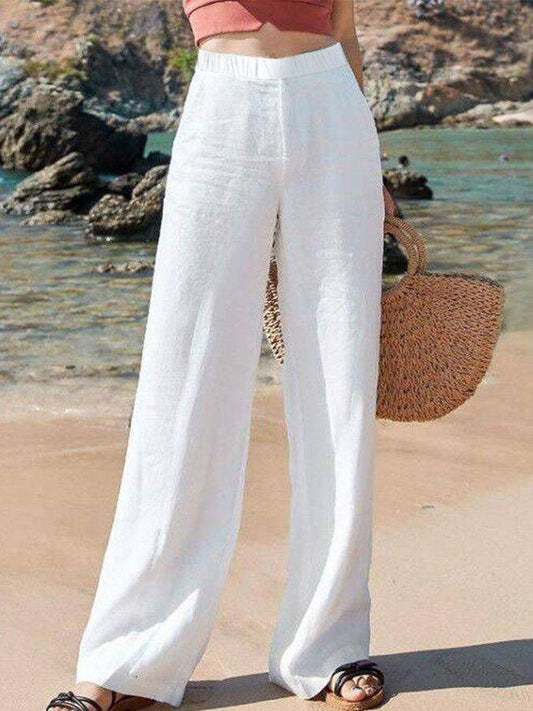 Clara - Pantalon Confort En Lin Blanc