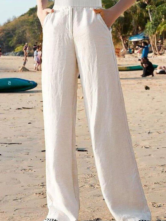 Clara - Pantalon Confort En Lin Blanc