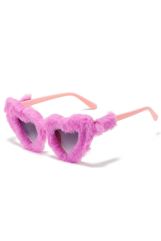 Lunettes de soleil en peluche en forme de cœur