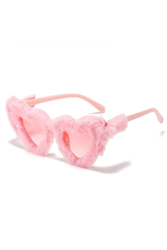 Lunettes de soleil en peluche en forme de cœur