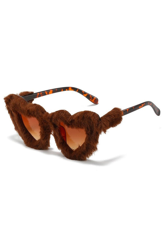 Lunettes de soleil en peluche en forme de cœur