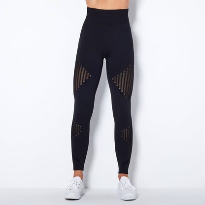 Legging Noir Femme Sport Taille Haute Fitness avec Panneaux de Maille - Confort Optimal pour Yoga et Gym