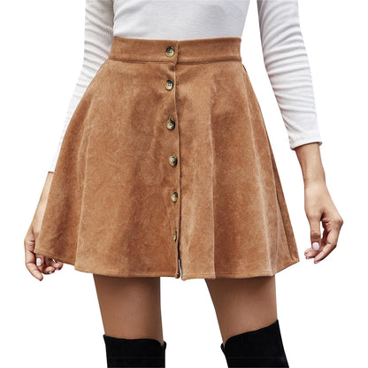 Jupe Longue Femme en Velours Élégante Taille Haute Trapèze Confortable Noir, Vert, Kaki, Vert Foncé S à XL