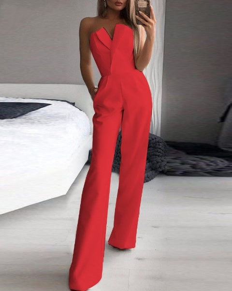 Sophie - Combinaison Rouge Sans Manches