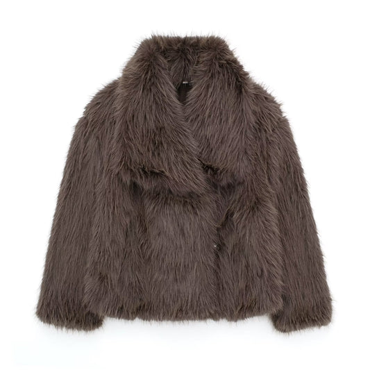 Veste de fourrure d'imitation pour femmes - veste de fourrure d'imitation luxueuse pour l'automne et l'hiver