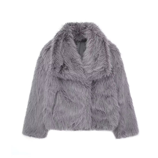 Veste de fourrure d'imitation pour femmes - veste de fourrure d'imitation luxueuse pour l'automne et l'hiver