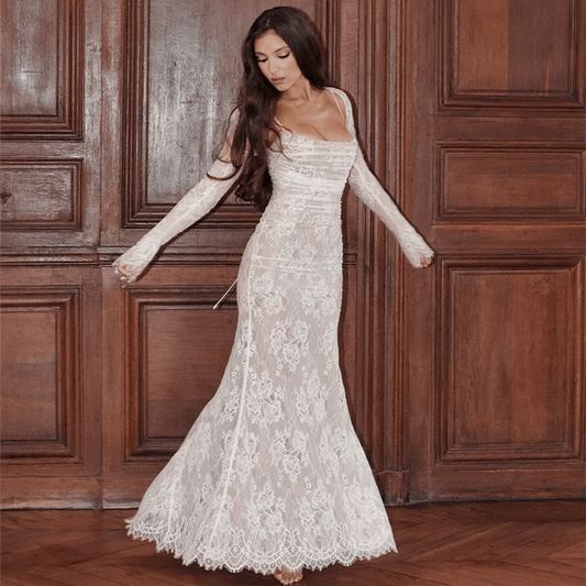 Maxi Robe Élégante avec Détails en Dentelle pour Femmes