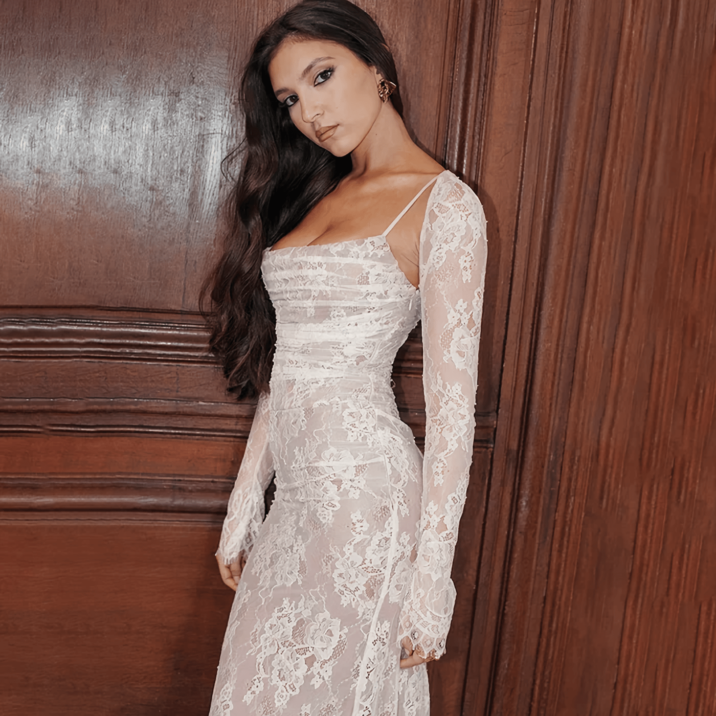 Maxi Robe Élégante avec Détails en Dentelle pour Femmes