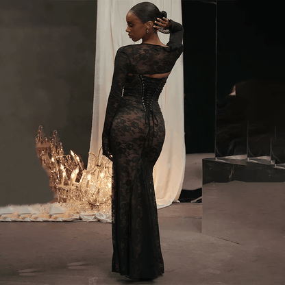 Maxi Robe Élégante avec Détails en Dentelle pour Femmes