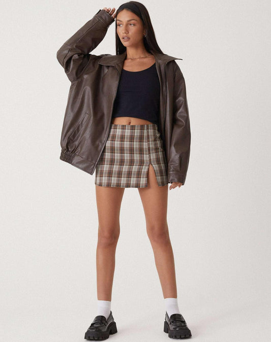 Veste en cuir artificiel surdimensionné pour dames - Bomber décontractée avec fermeture éclair