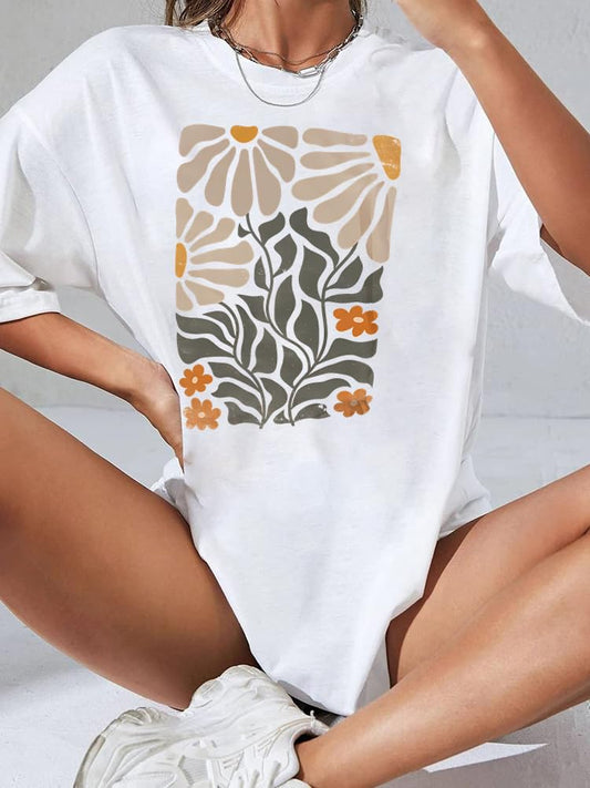 T-shirt de lady surdimensionné avec imprimé floral