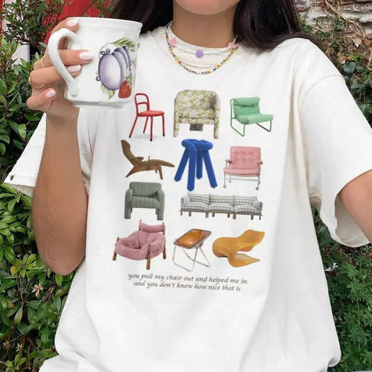 T-shirt surdimensionné avec motif de chaise