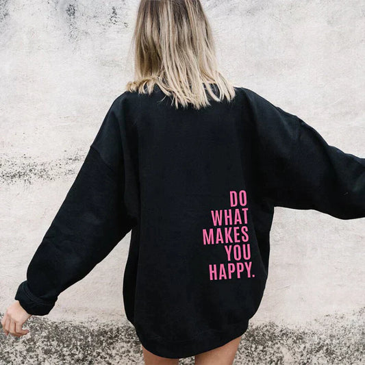 Sweat à capuche surdimensionné pour les dames avec un slogan de motivation - ajustement détendu et lâche