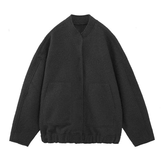 Veste en laine surdimensionnée pour les femmes sans col - Veste de transition minimaliste pour l'automne et l'hiver