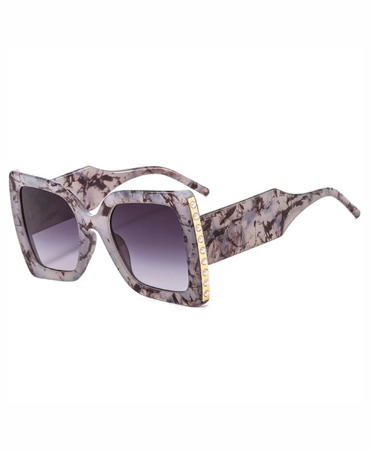 Lunettes de soleil carrées surdimensionnées avec strass