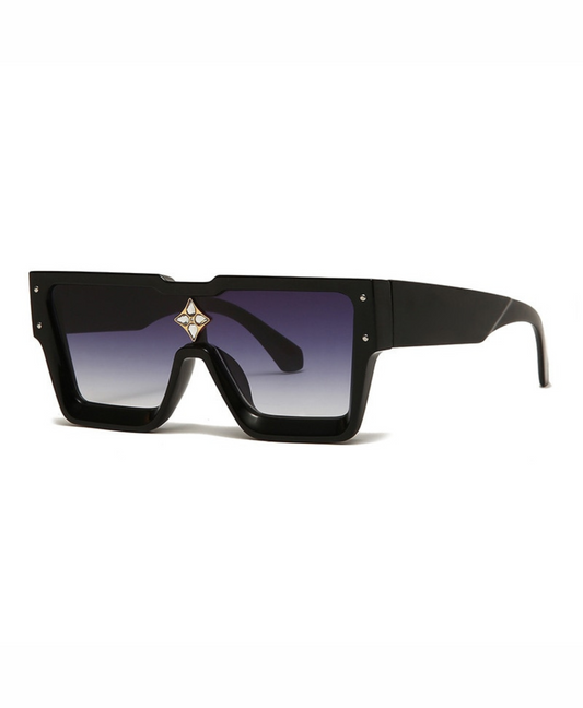 Lunettes de soleil carrées surdimensionnées avec cadre en cristal