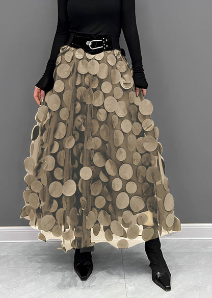 Variant image for Jupe Longue Femme A-Line à Pois Élégante en Polyester, Taille S à XL-3