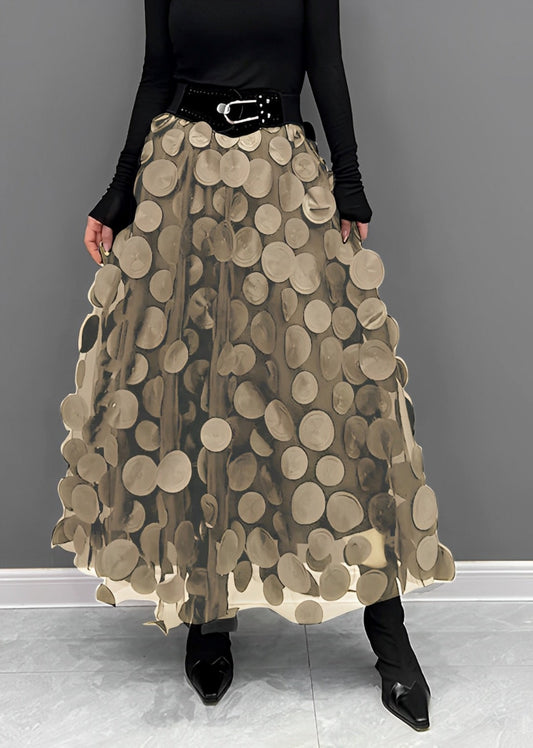 Variant image for Jupe Longue Femme A-Line à Pois Élégante en Polyester, Taille S à XL-3