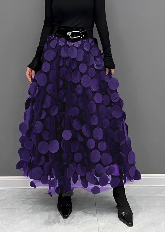 Variant image for Jupe Longue Femme A-Line à Pois Élégante en Polyester, Taille S à XL-2