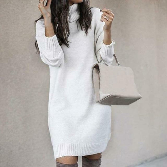 Robe Tricotée Col Roulé – Femme – Elara