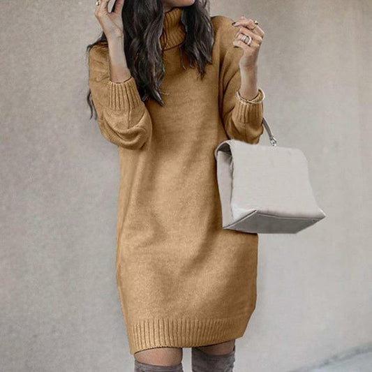 Robe Tricotée Col Roulé – Femme – Elara