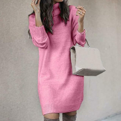 Robe Tricotée Col Roulé – Femme – Elara