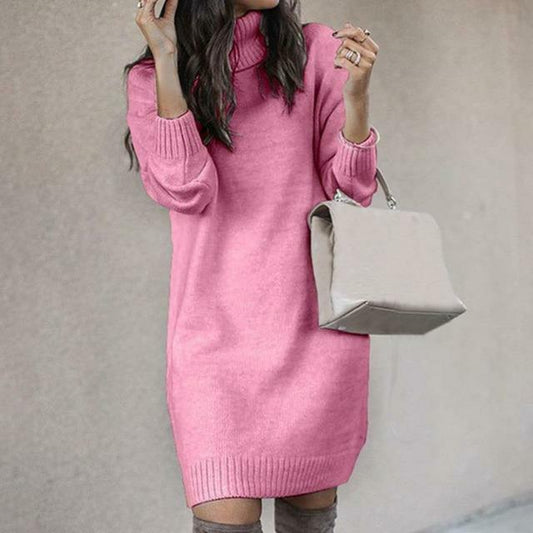 Robe Tricotée Col Roulé – Femme – Elara
