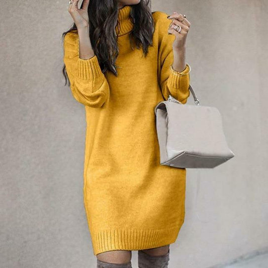Robe Tricotée Col Roulé – Femme – Elara