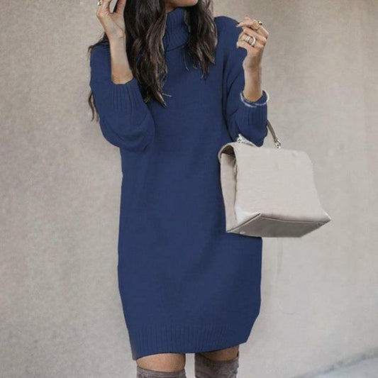 Robe Tricotée Col Roulé – Femme – Elara
