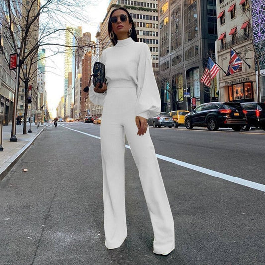 Adeline - Couleur Pure Demi-Col Jumpsuits