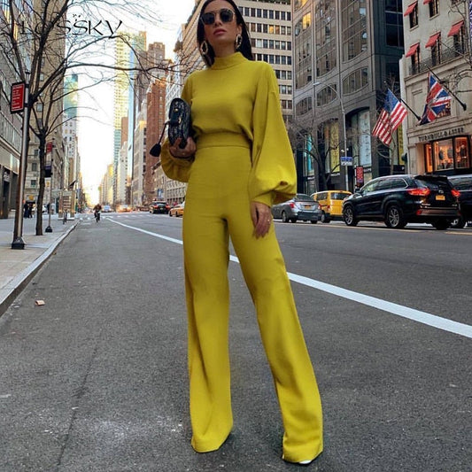 Adeline - Couleur Pure Demi-Col Jumpsuits
