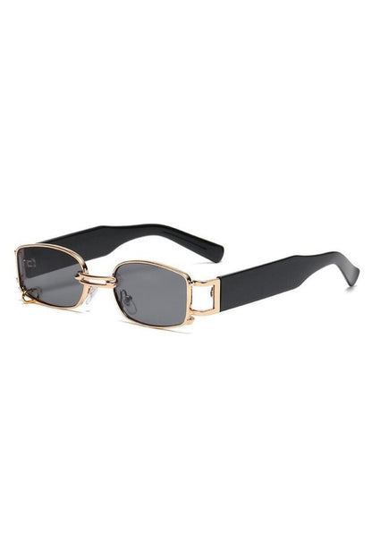 Lunettes de soleil rétro avec décoration d'anneau en métal