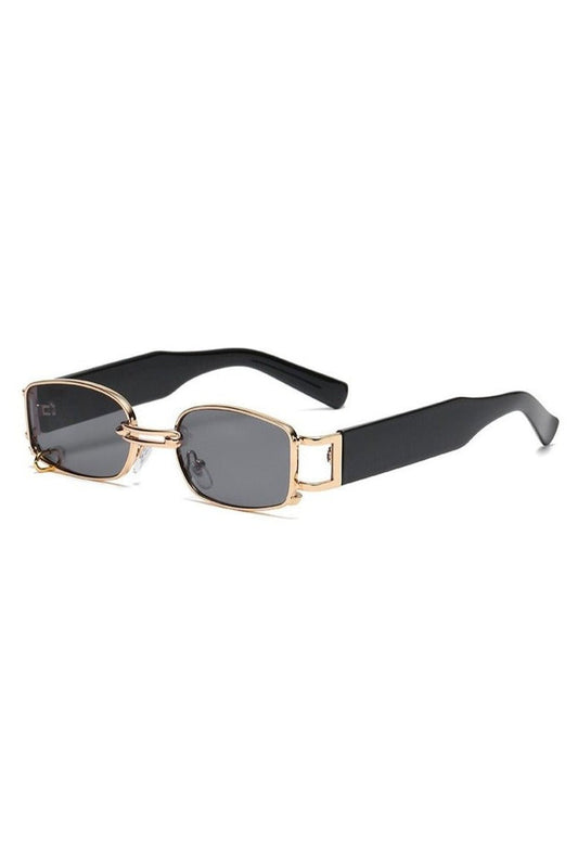 Lunettes de soleil rétro avec décoration d'anneau en métal