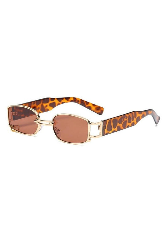 Lunettes de soleil rétro avec décoration d'anneau en métal