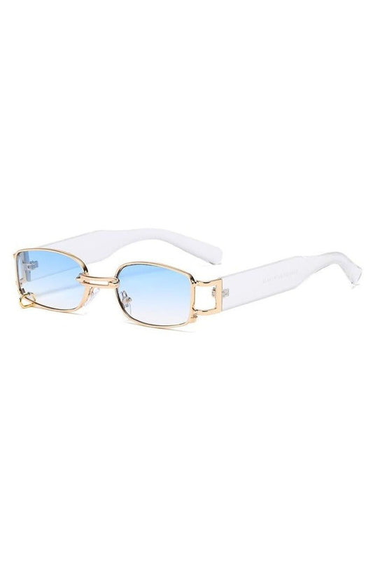Lunettes de soleil rétro avec décoration d'anneau en métal