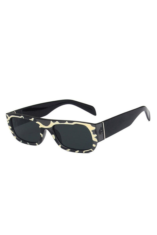Lunettes de soleil rectangulaires rétro violettes champagne