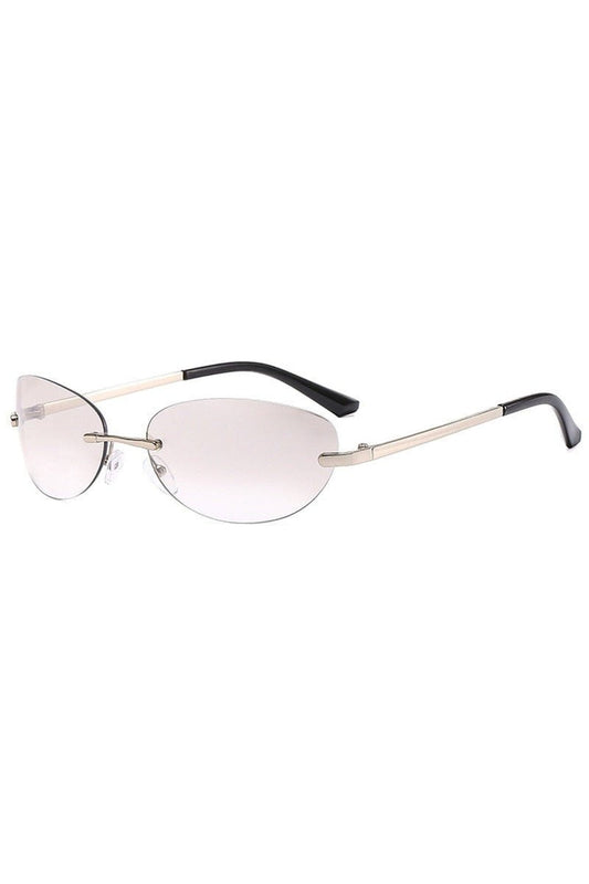 Lunettes de soleil ovales transparentes sans monture