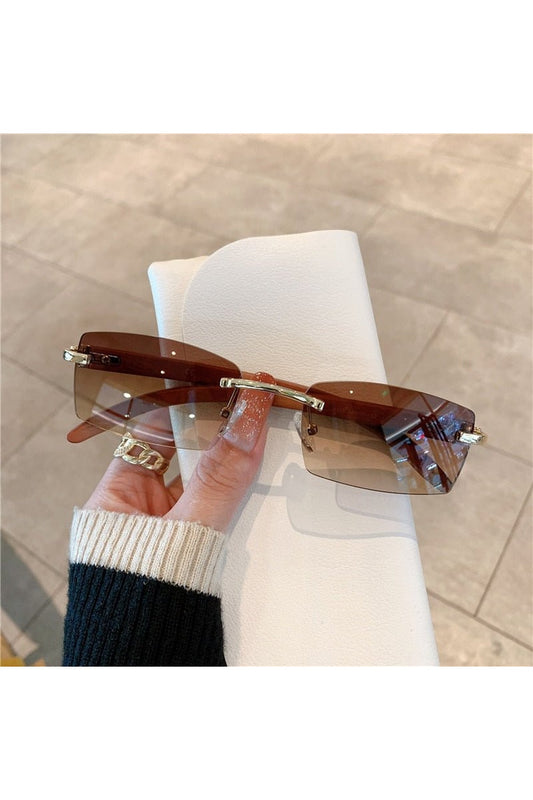 Lunettes de soleil sans monture à motif bois